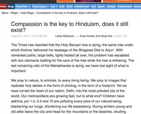 Compassion is the key to Hinduism, does it still exist? Trees, Himduism- TOI Blog