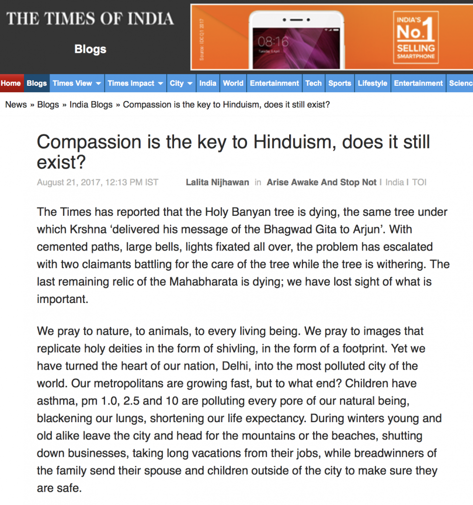 Compassion is the key to Hinduism, does it still exist? Trees, Himduism- TOI Blog