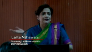 Lalita Nijhawan speaking on Nationalism in Delhi University
