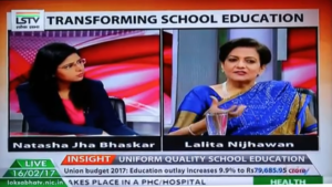 Lalita Nijhawan live on Lok Sabha TV, on education sector.